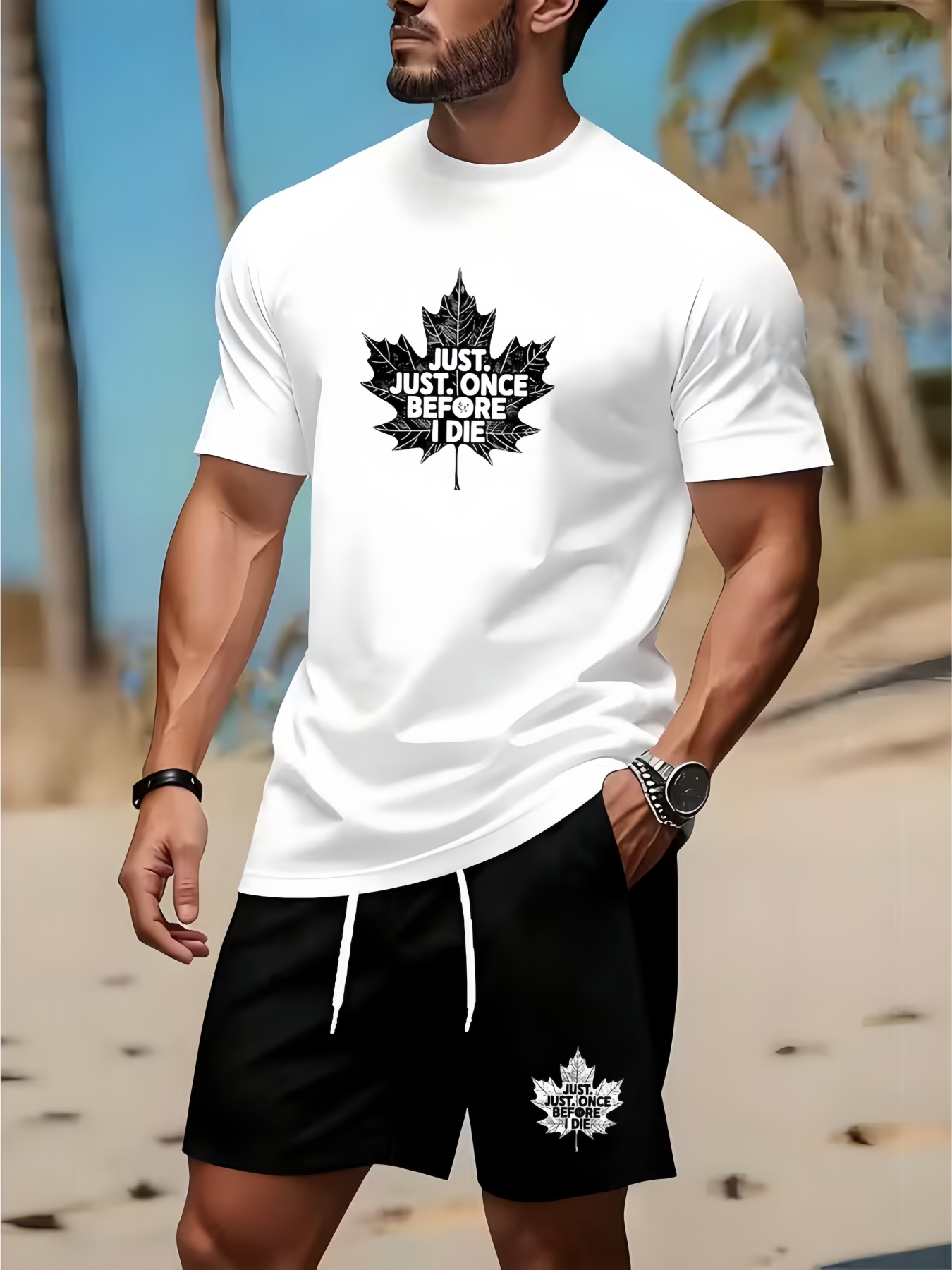 Summer Clothing Men Fashion - Conjunto de camiseta y pantalones cortos