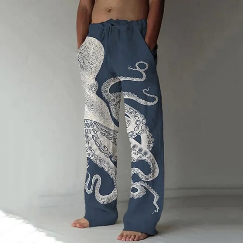 Summer Clothing Men 2025 - Pantalones informales con estampado con dibujo