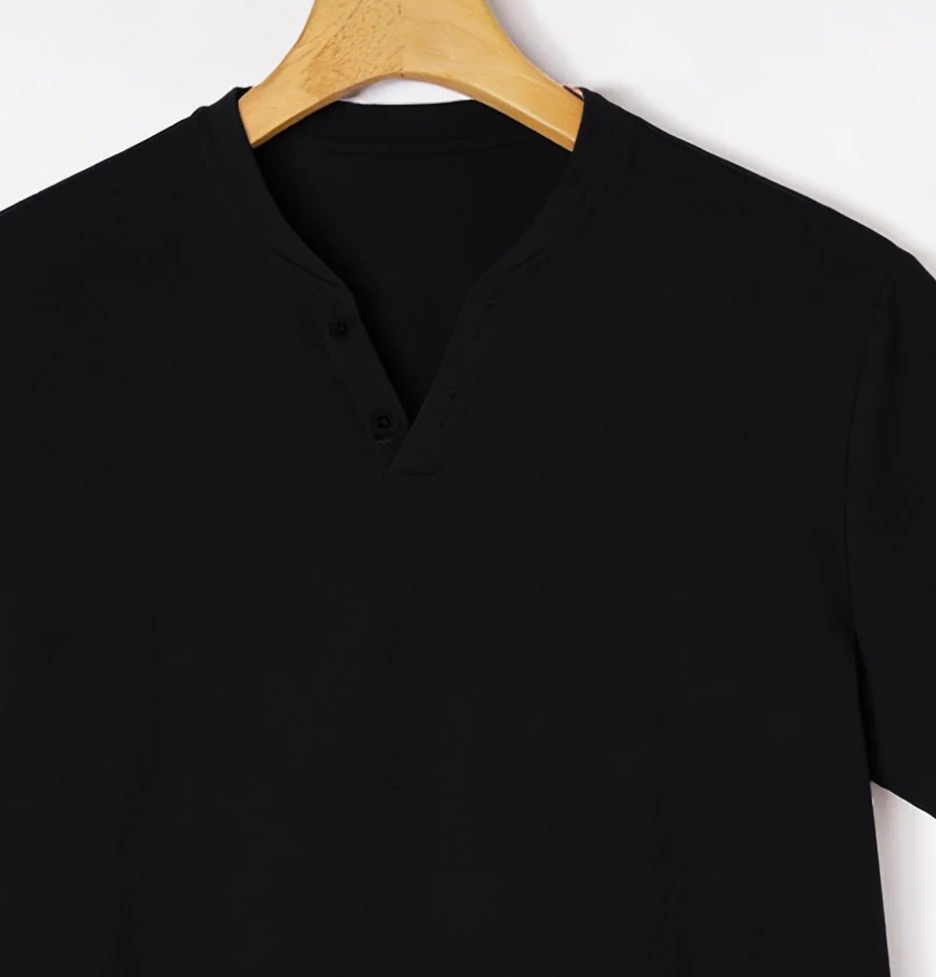 Elegante camiseta Henley negra - Summer Clothing Beach reseña y precio