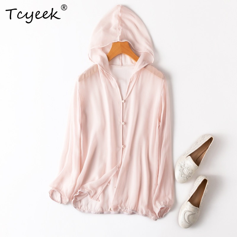 Tcyeek-Tops de seda de morera  - Summer Clothing Us reseña y precio